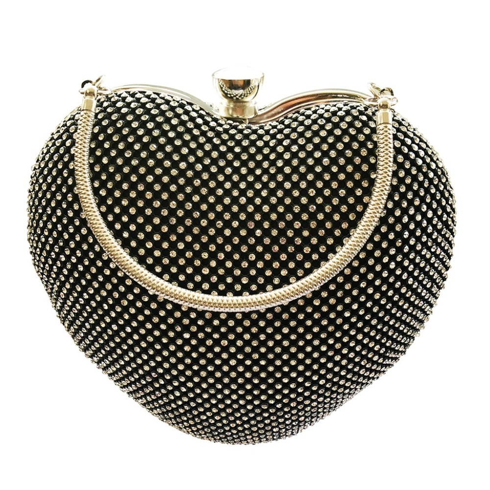 Heart Shaped Clutch With Rhinestones